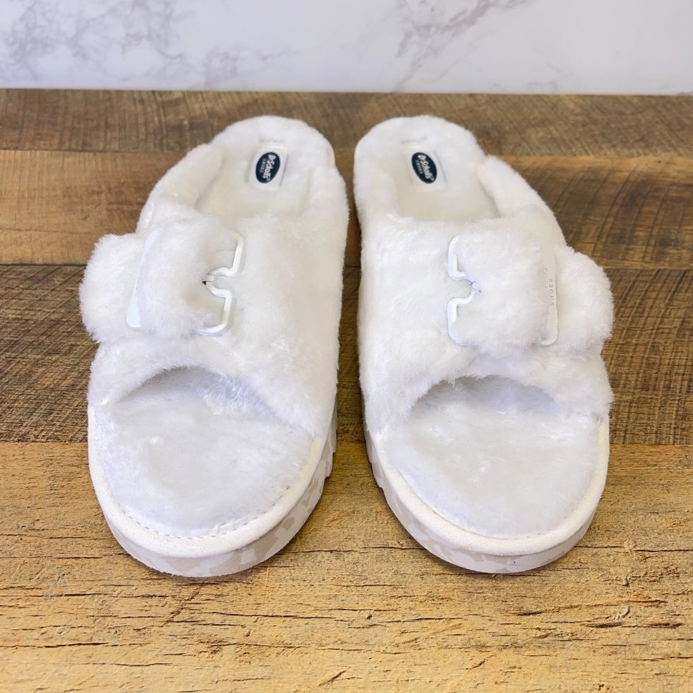 Dr. Scholl's Shoes Women's Staycay OG Slipper Tofu White Faux Fur Size 8 - Picture 4 of 12